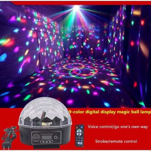 RGB Premium Sound Control Stage Light LED 27W 9LEDS RGB Magic Crystal Ball Lamp Disco Light Laser Wedding home Party lase