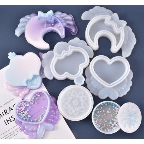 Cherry Blossom Love Wing Moon Jewelry Box Silicone Mold for UV Resin Epoxy Handmade