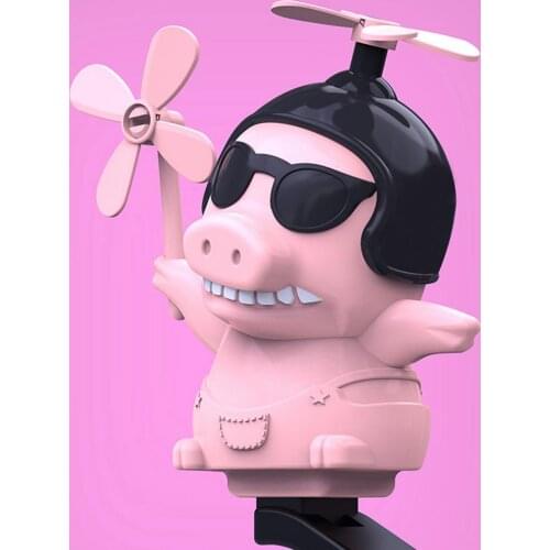 Cute Pig Velcr o Motorcycle Rear View Mirro Windmill Piggy Helmet Decoration Toy Multipurpose Mirror Handlebar Mount Pig