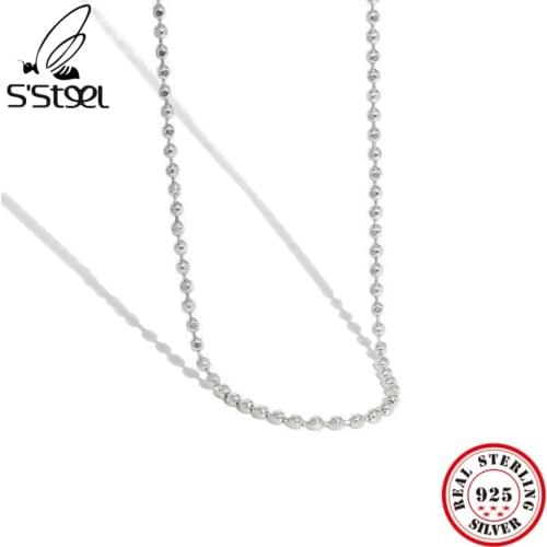 SSTEEL Sterling Silver 925 Pendants And Necklaces For Womens Designer Minimalist Geometric Bead Texture Accessories Jewellery