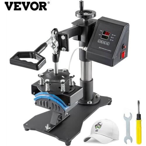 VEVOR 3.1"x5.5" Cap Heat Press Transfer Machine with Digital LED Panel and Swing-Away Arm Sublimation Clamshell Kit for Hat DIY