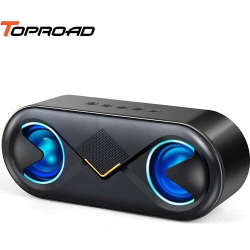 TOPROAD Portable HIFI Bluetooth Speaker Wireless Column Stereo Bass Speakers with LED Light Support TF card AUX USB Handsfree