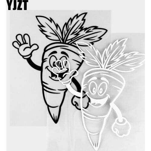 YJZT 12.7×14.9CM Vegetable Vinyl Decals Fun Carrot Cartoon High Quality Car Stickers Black / Silver 20B-0372