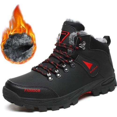 Unisex Snow Boots Men Winter Warm Fur Plush High Tops Sneakers Male Ankle Sneakers Male Casual Lace Up Autumn Lover Flats Shoes