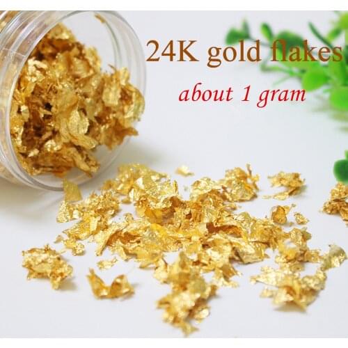 1 Gram Small Pieces Real Genuine Edible Gold Silver Champagne Leaf Foil Flake, Edible,Mask, Decorative Dishes Cake decoration