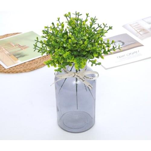 1 pieces Home Ornament Decoration Mini Plastic Potted Artificial Plants, 24cm 15 Heads Eucalyptus Plastic flowers