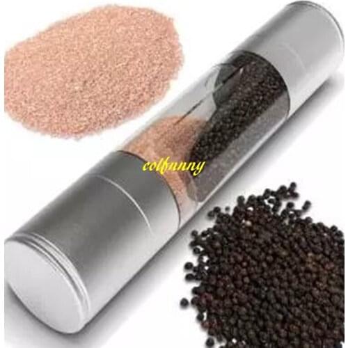 20pcs/lot 55*220mm Stainless Steel Manual Salt Pepper Mill Grinder 2 in 1 Portable Kitchen Mill Muller Tool