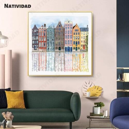 French Architecture Color Loft Reflection Art Abstract Painting Print Poster Modern Living Room Bedroom Shop Decoration Painting