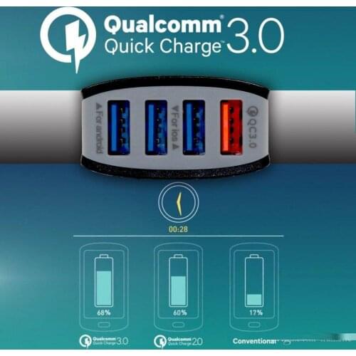 Car Charger 4 Port USB QC 3.0 7A Fast Charging Universal Power Adapter Charger For Iphone Xr Xs Max Huawei Mate 20pro Samsung