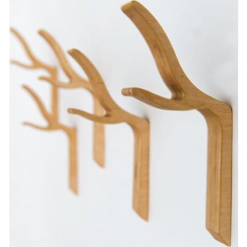 Wood hook solid wood wall hanging wood creative hanging clothes hook fitting room shelf natural pattern