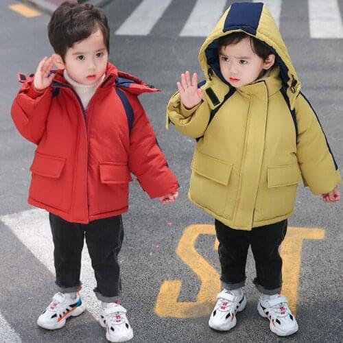 New Winter Children Down & Parkas 2-8Y European Style Boys Girls Warm Outerwear Color Green Blue Hooded Coats for Girls Clothes