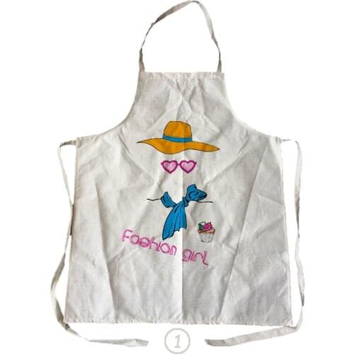 Fashion girl and boy pattern men women linen & cotton kitchen cooking apron for couples cleaning aprons