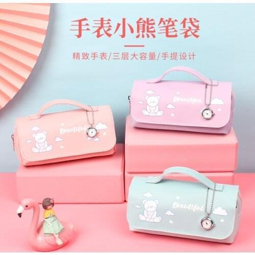 8 Inch Canvas Pen Holder , Pencil Box , Bear Pencil Case , Large-capacity Stationery , Brush Storage Box