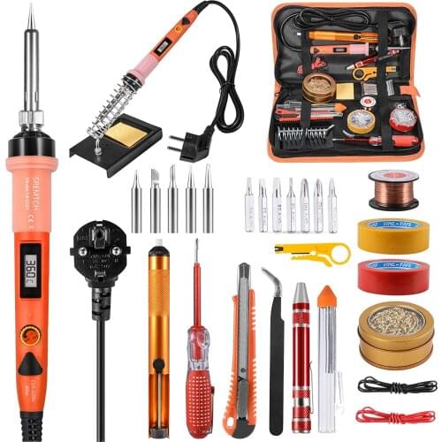 Soldering Iron Gun Kit 80W LCD Digital Welding Solder Wire Desoldering Pump Set
