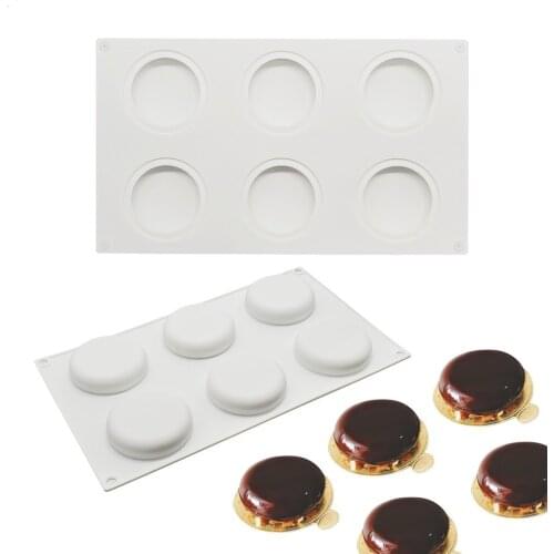 6 Hole Round Tart Decoration Dessert Silicone Tartlet Pastry Cake Mold For Baking Valentines Day Wedding Mousse Mould