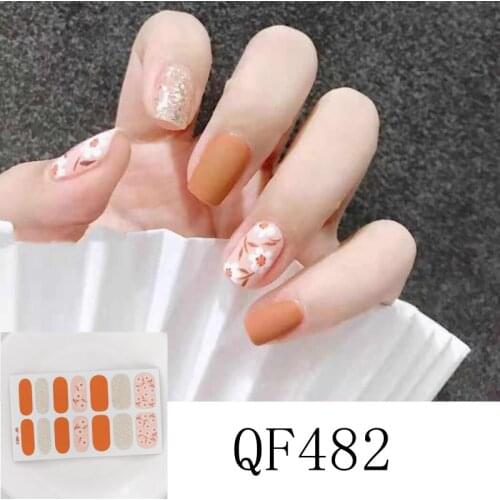 Lamemoria 14tips/sheet Nail Sticker Fashion Light Color Nail Packaging Nail Polish Ins Style Summer Sticker Glue Nail Decoration