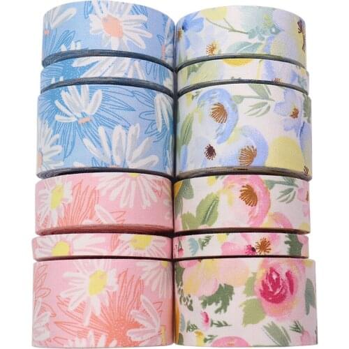 5 Yard Oil painting printing double-sided thickening Wrapping Mobile Phone Straps Flower pattern Decoration Ribbon Various sizes
