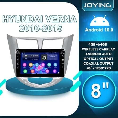 JOYING 1 din 8" Radio Tape Recorder Central Multimedia Android10 Car Intelligent System Android Auto For 2010-2015 Hyundai Verna