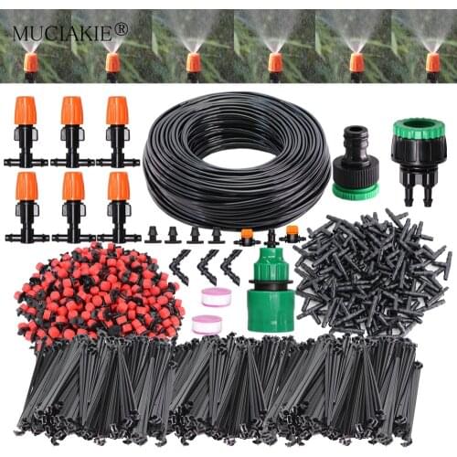 5M-25M Orange Misting Cooling System Kit Garden Irrigation w/ 4/7mm Hose 1/4'' Watering Atomizer Nozzle Patio Greenhouse Flowers