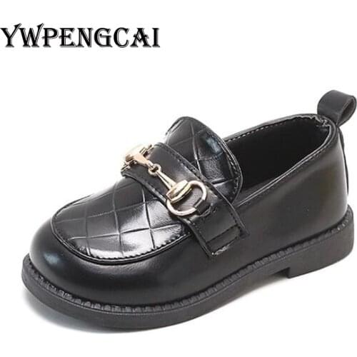 YWPENGCAI Autumn Winter Kids Oxfords Children Dress Shoes Unisex Boys Girls Black Leather Shoes Size 21-30