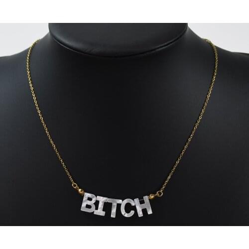 Trendy Party Jewelry BITCH Necklace Customized Initial Jewelry for Women Shell Letters Stainless Steel Gold-Plated No Fade 2020