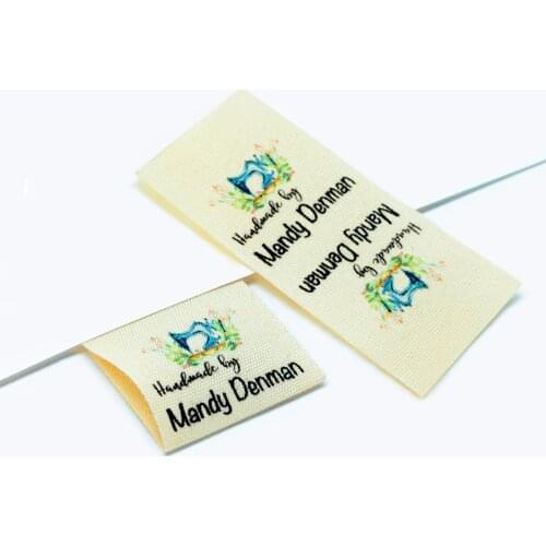Custom Sewing label, Logo or Text - fold Tags, Personalized Brand , Printing Labels, sew on label (FR103)