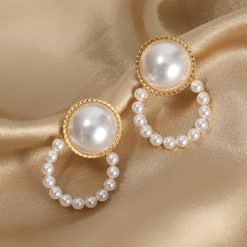 S925 Silver Needle Korean Version Of Simple And Versatile Pearl Circle Gentle Wind Elegant And Generous Earrings Jewelry