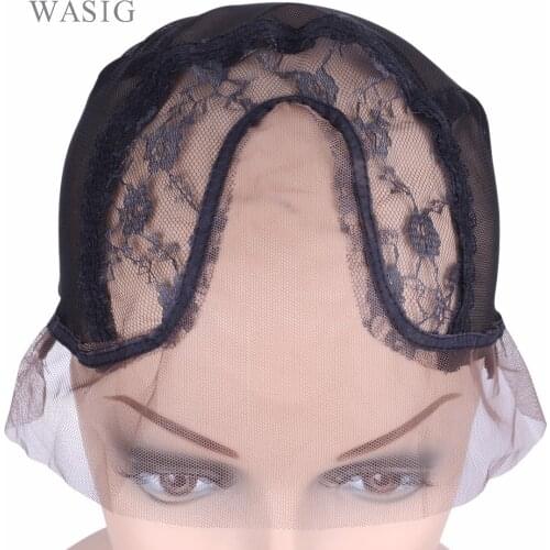 Wig Cap for Making Wigs Full Lace Wig Weaving Cap Mesh Base Stretchy Net with Adjustable Strap Black Hairnets