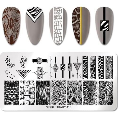 NICOLE DIARY Nail Stamping Plates Template Lace Flower Animal Pattern Nail Art Stamp Stamping Image Plate Stencil Nails Tool