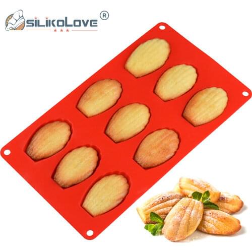 SILIKOLOVE 9 Even Madeleine Shell Cake Baking Pan Mould Food Grade Silicone Chocolate Biscuit Mold