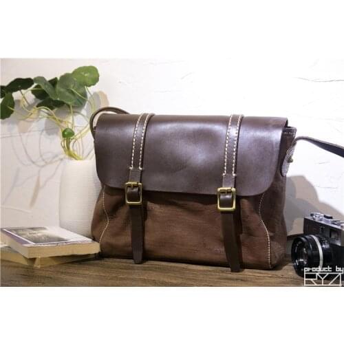 Handmade leather cowhide shoulder bag retro bag diagonal bag