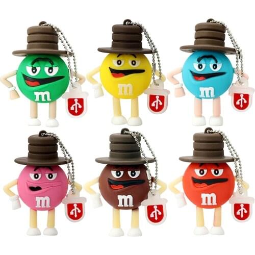Super Cute Candy USB 2.0 Cartoon Chocolate M&M Rainbow Beans USB Flash Drive 4GB 8GB 16GB Pendrive Flash Memory Stick Gifts