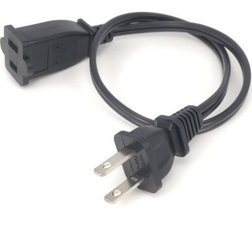 US Canada 2-prong Male To Female Power Extension Cable, NEMA 1-15P To 1-15R AC Power Cord 10A 0.3m/0.5m