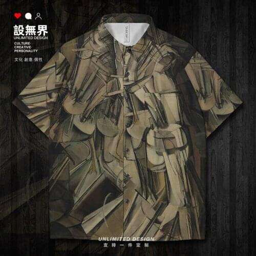 World famous paintings Nude Descending a Staircase The Persistence of Memory Painting Short-Sleeved shirt Tops Summer Clothes