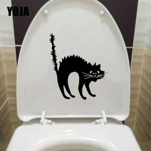 YOJA 20.5X23.2CM Wall Sticker Black Cat Home Bedroom Decor Mural Toilet Decals T5-0165