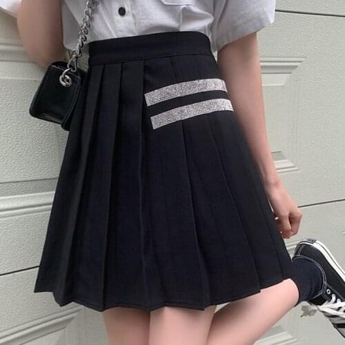 Women Chic High Waist Preppy Pleated Skirt Summer Casual Kawaii A-Line Skirts Plus Size Mini Harajuku Korean Ladies Skirts