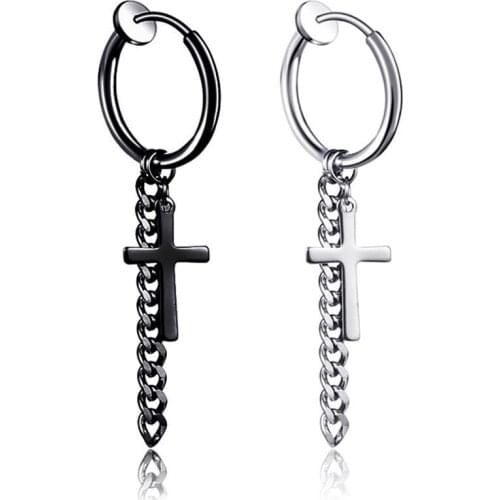 1pcs Cross Dangle Earring Unisex Fashion Pendant Earring Cross Chain Pendant Earrings For Women Men Hip Hop Jewelry