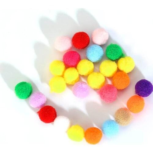 100pcs Kids DIY Polyester Christmas Pompom Toy Craft Supplies Mini Fluffy Pompon Pom Poms Christmas Home Decoration Accessories