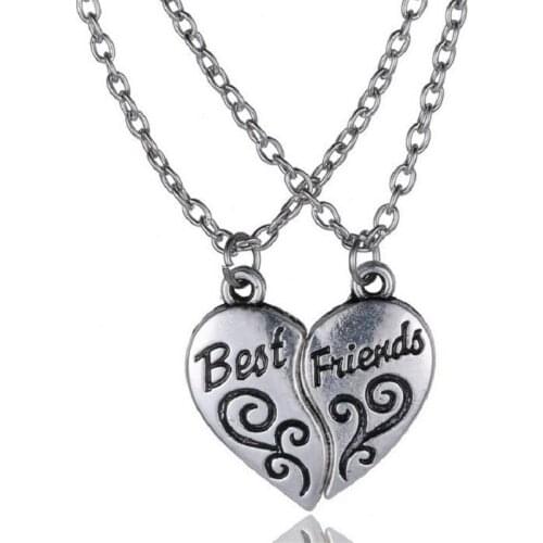 2pcs Best Friends Friendship Pendant Necklaces Vintage Broken Heart Necklaces Gift