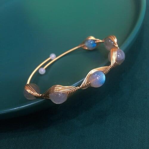 2021 New Handmade Natural Moonstone Crystal Bracelet for Women 14KGF Bracelets Bracelete Feminino Fine Jewelry Gift