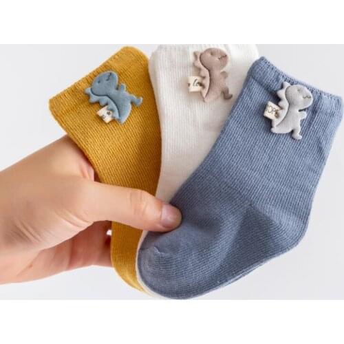 3 Pairs/lot Childrens Socks Solid Striped Autumn Winter Boy Anti Slip Newborn Baby Socks Cotton Floor Socks Cheap Stuff