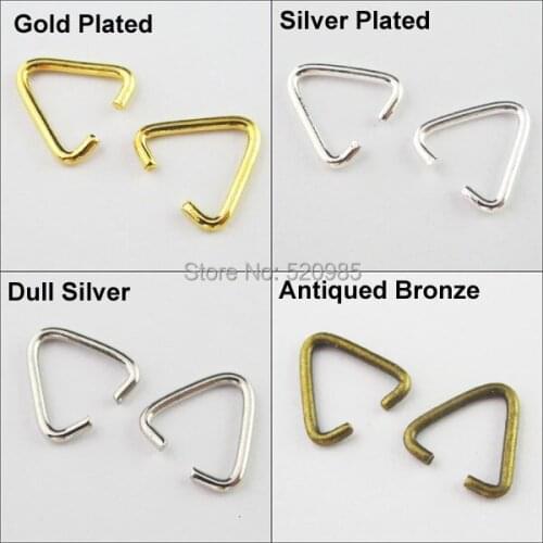 500Pcs 9x9mm Triangle open Jump Rings Connectors Bails Gold Silver Bronze Plt For Jewelry Making Craft DIY CN020