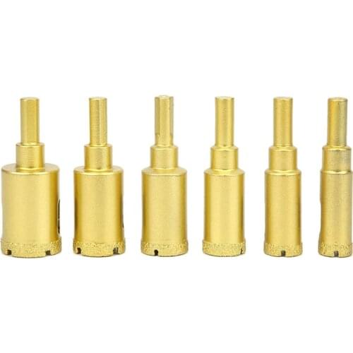 6Pcs(14-25mm)Golden Diamond Hole Saw Drill Bit Core Drill Cutter for Glass Ceramic Porcelain Tiles Marble Granite Quartz