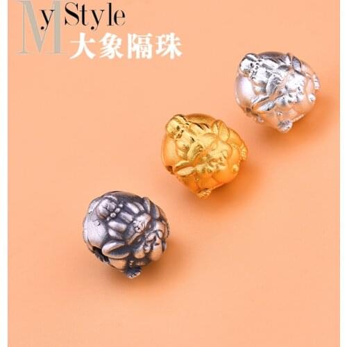 999 full silver 3D hard Silver Elephant separated beads scattered beads hand woven jewelry DIY accessories material bag