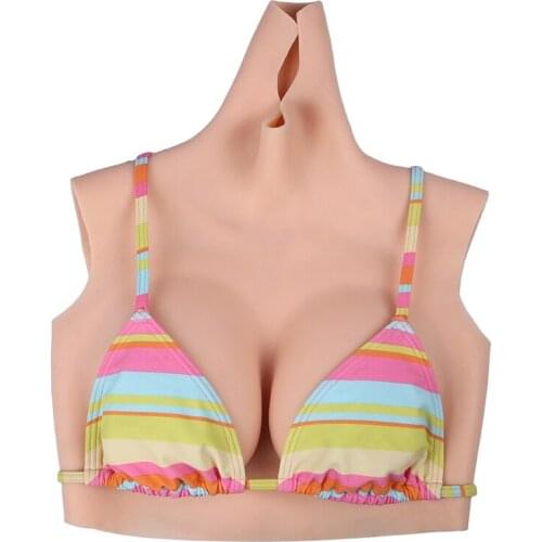 B CUP Short High Collar Neck Fake Artificial Boob Realistic Silicone Breast Forms Crossdresser Shemale Transgender Drag Queen 4G