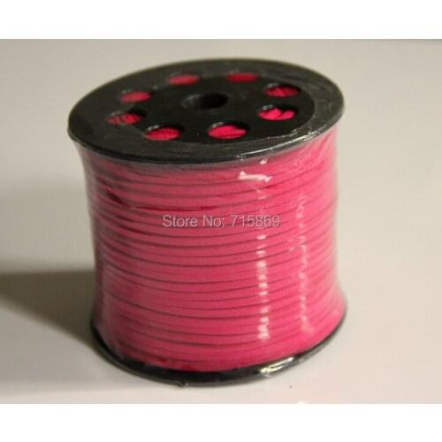 Free Ship 100 Yard DIY Cord 3 mm x 1.5mm Dark Rose Color Flat Leather Cord Faux Suede Leather Cord