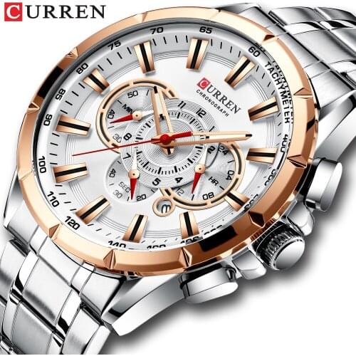 CURREN Blue Dial Mens Watch 2019 Chronograph Sport Men Watches Design Creative With Dates Male Wristwatch Mens Stainless Steel