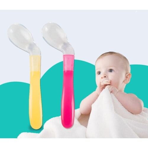 Baby Safety Temperature Sensing Baby Silicon Spoon Kids Children Flatware Feeding Spoons Safety Soft Spoon Baby Flatware