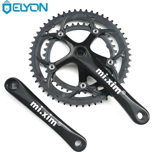 Road Bike Crankset Double Sprocket 39T/53T Chainring 130BCD 6-10 Speed Folding Bicycle Crankset BMX 170mm Crank Cranksets Suit