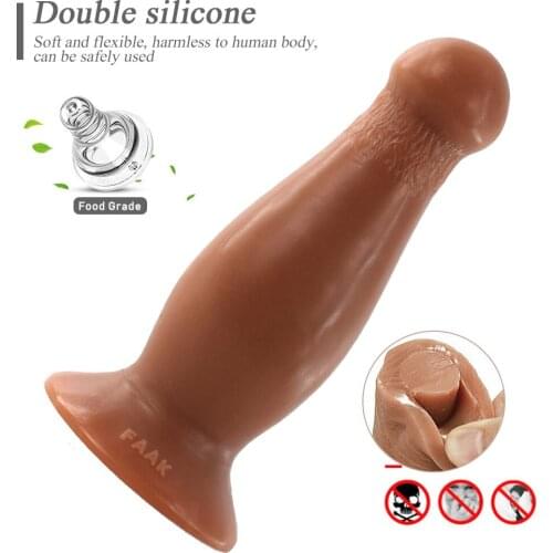 NNSX Double Layer Liquid Silica Gel Flesh Truffle Anal Plug Round Head Texture Dildo Lesbian Sex Toys for Women Dildosex Toy